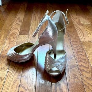 Champagne Gold Platform Ankle Strap Heels